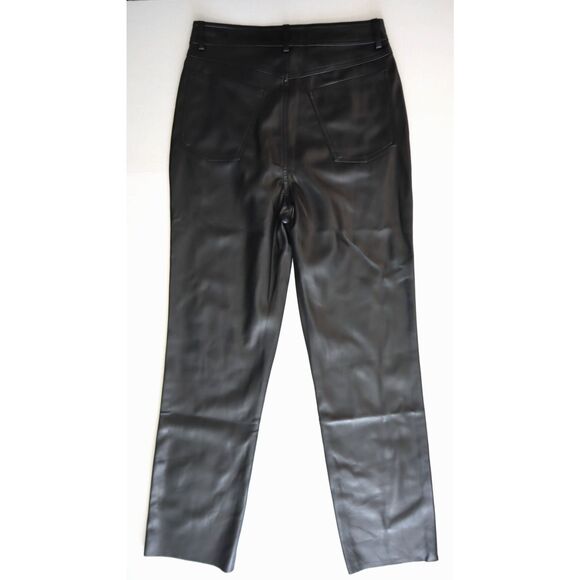 Steve Madden Women Sz 27 Black PU Leather Loren Mid-Rise Straight Leg Pants - Picture 2 of 11